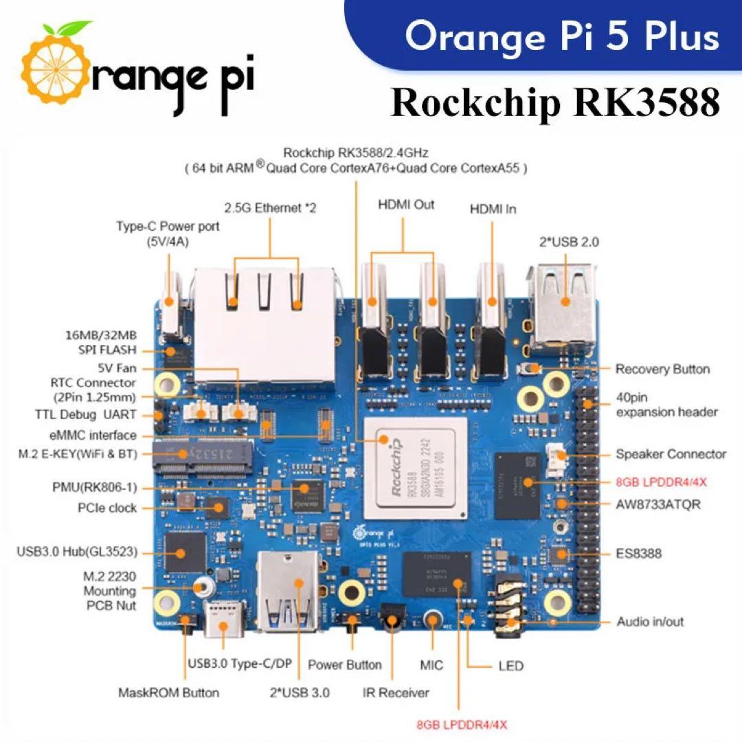 Orange Pi 5Plus 16GB raspberry Pi5 より高性能