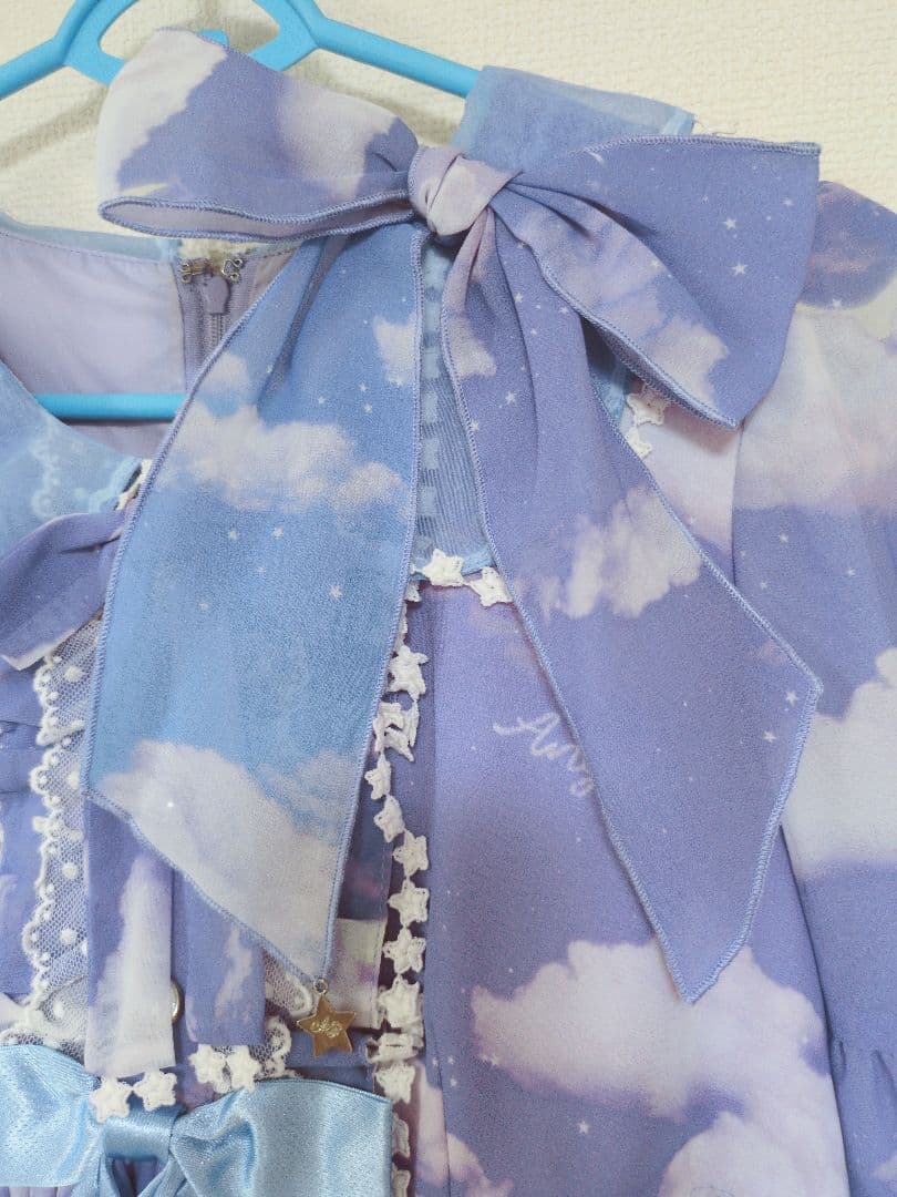 Misty Skyワンピース＆リボンクリップセット ラベンダー×サックス