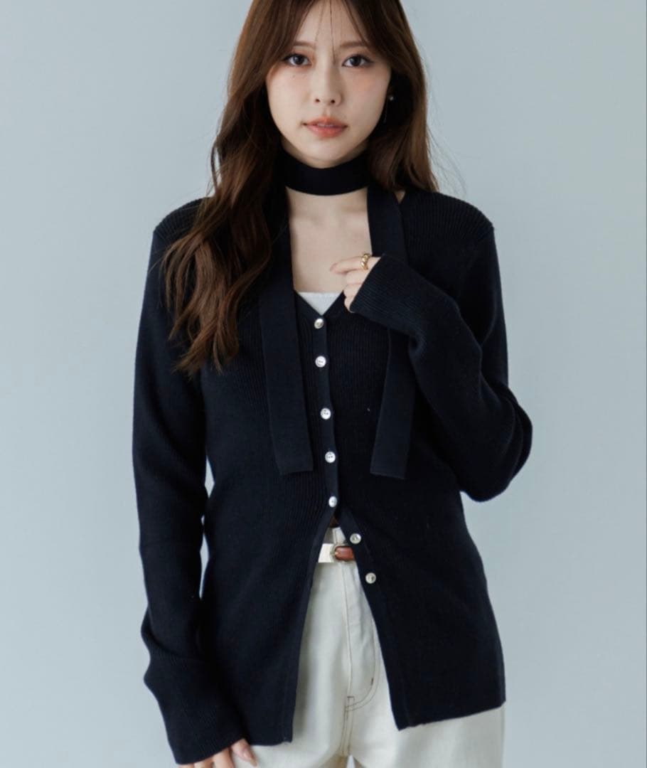 SENNE choker rib knit cardiganチョーカーリブニット
