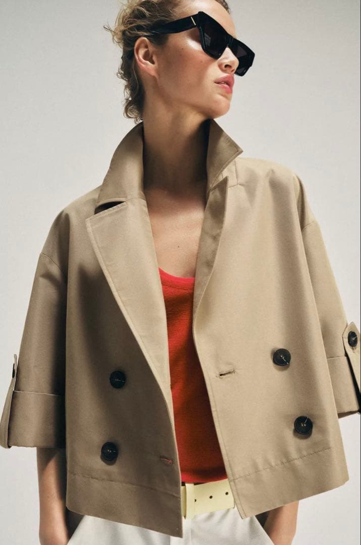 【完売品】ZARA ショート丈ショートスリーブトレンチコート M 新品タグつき