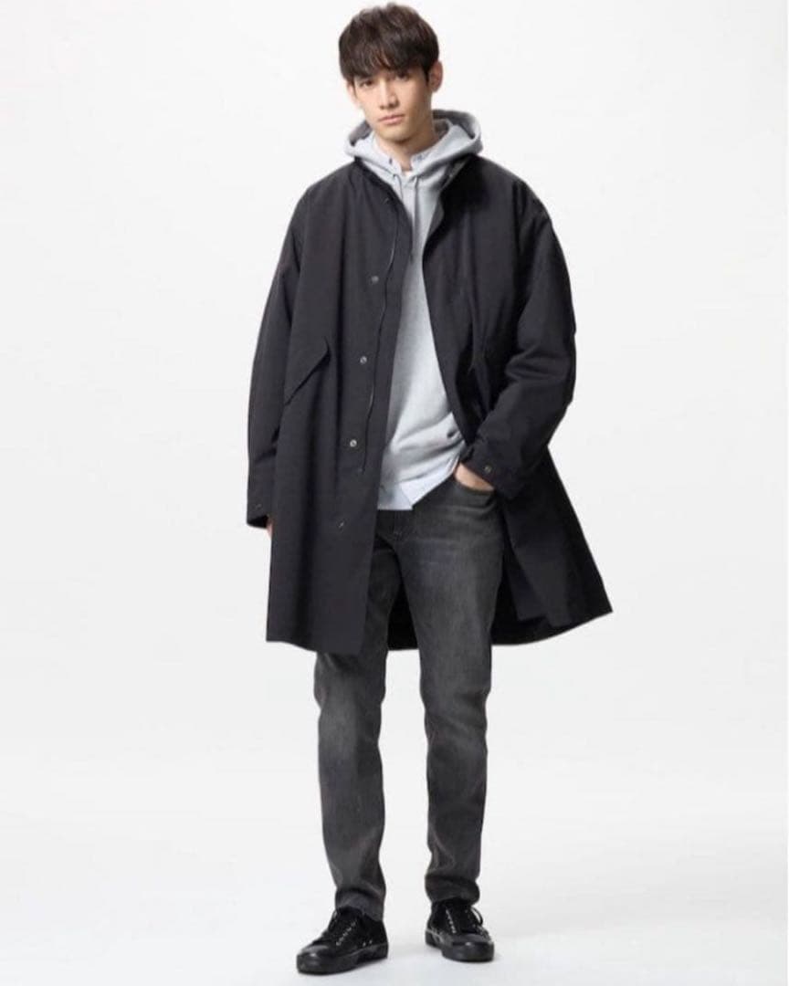 美品　UNIQLO ユニクロ ウィンドプルーフ2WAYコート 黒 M