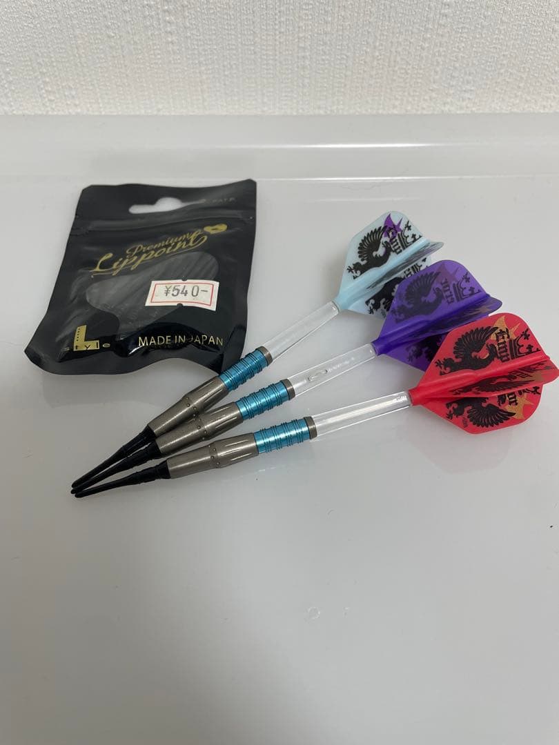 ダーツセット 赤 紫 青 3本セット（チップ付き）