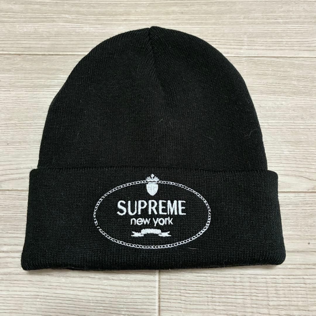 SUPREME ニット帽 ビーニー黒シュプリーム
