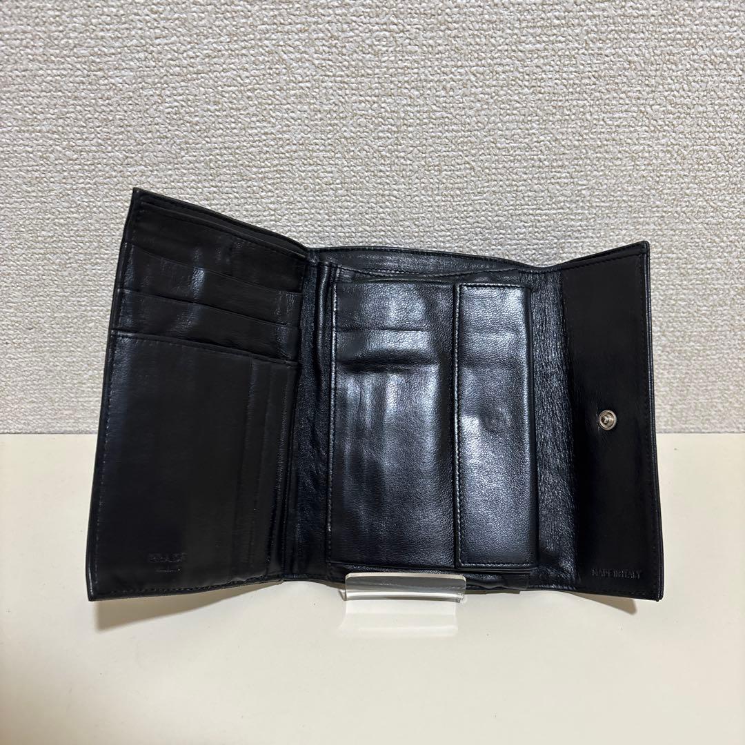PRADA 三つ折り財布 ナイロン×レザー ブラック 三角ロゴ プレート