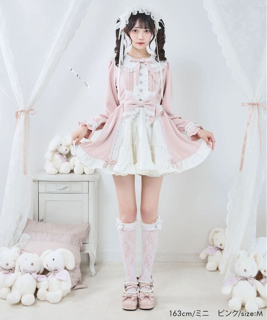 プリンセスティアードはしごレースフリルワンピースL 膝上　ピンク　量産型　姫系