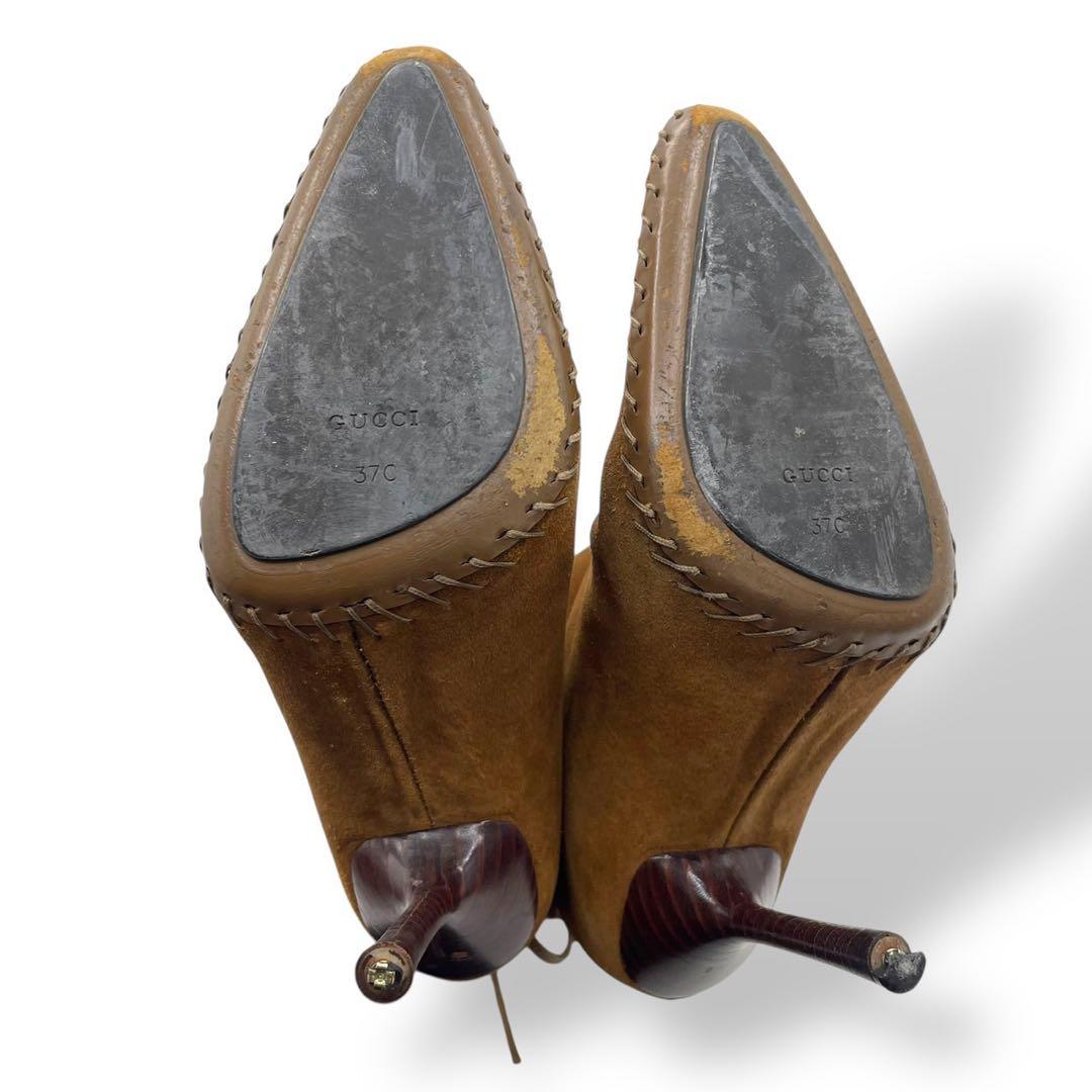 靴 Gucci laceup suede camel western boots