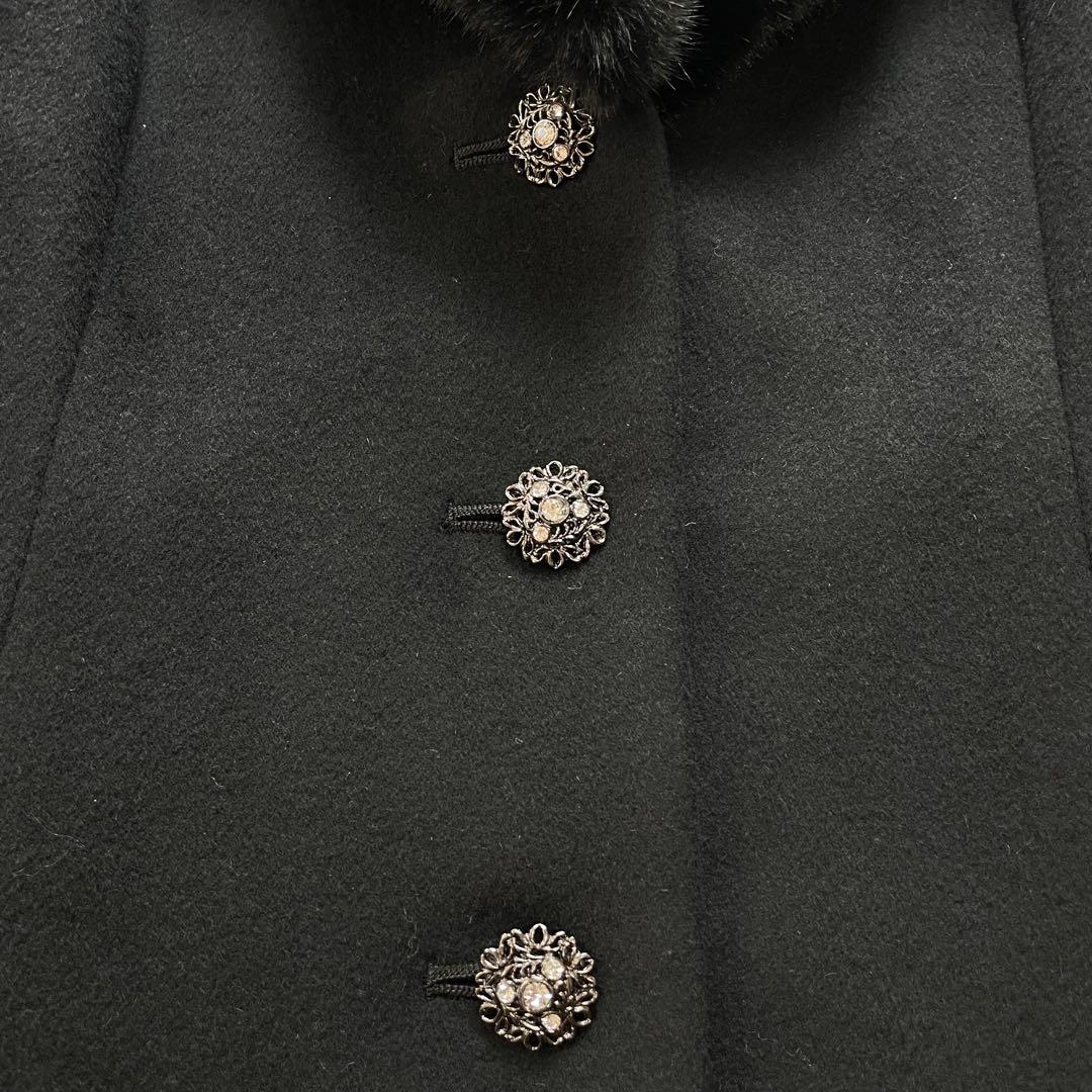 大きいサイズ✨エムズグレイシー ロングコート　42 XL 黒 ファー ビジュー