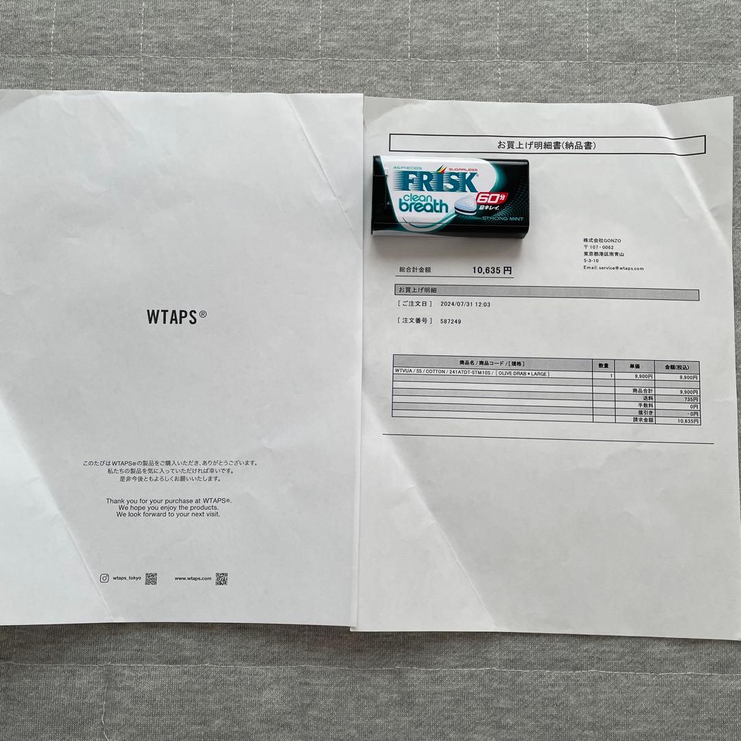 【極美品納品書付】 wtaps 24ss WTVUA SS COTTN オリーブ