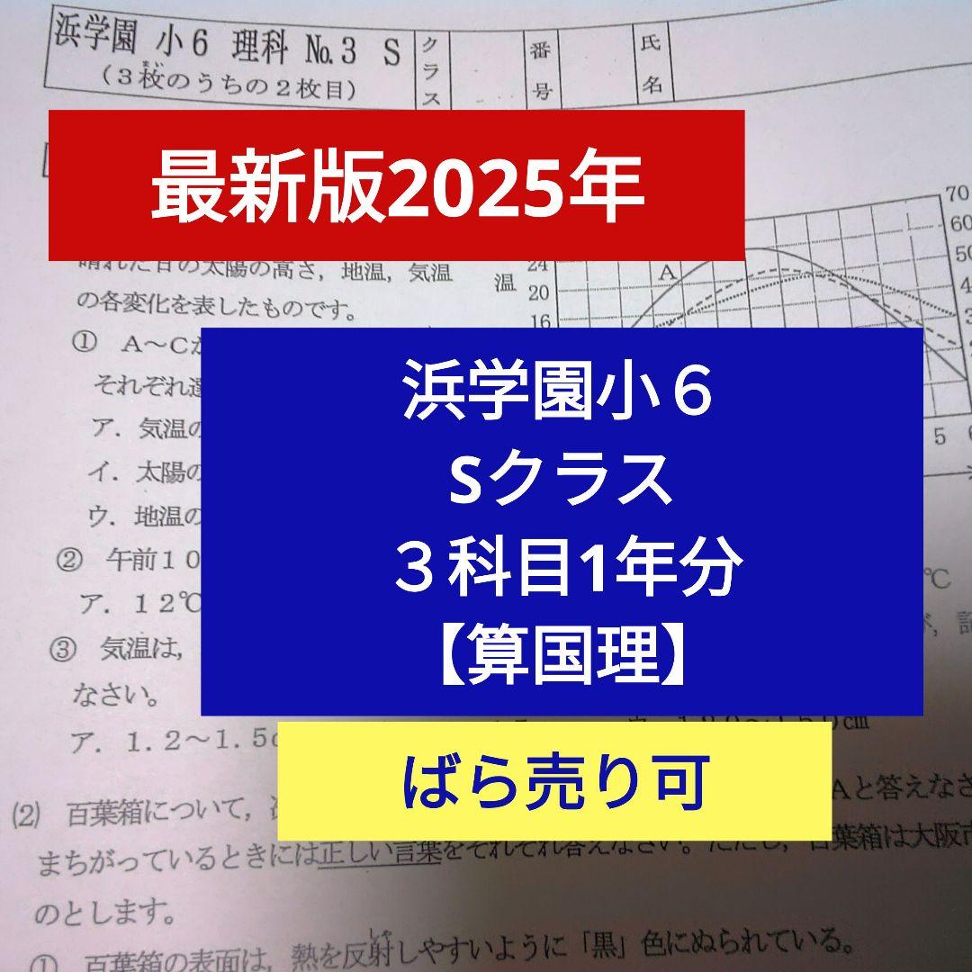 【最新版2025年】浜学園小６ Sクラス 実力テスト 復習テスト ３科目1年分